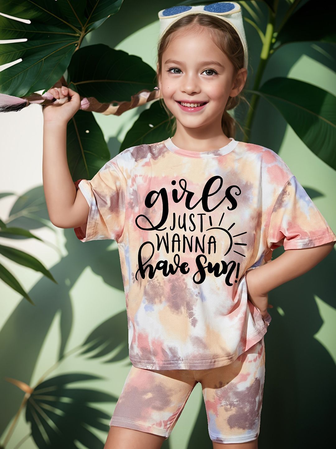 YK Girls Printed Top With Shorts
