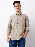 SPYKAR Men Spread Collar Textured Cotton Casual Shirt
