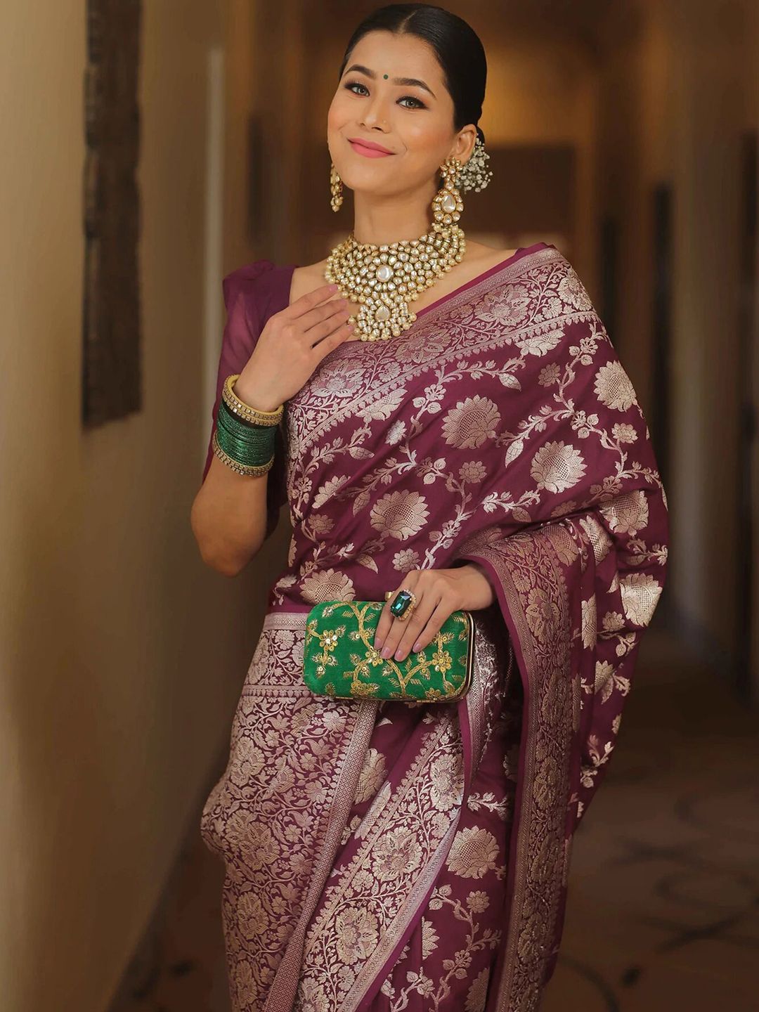 KALINI Woven Design Zari Banarasi Saree