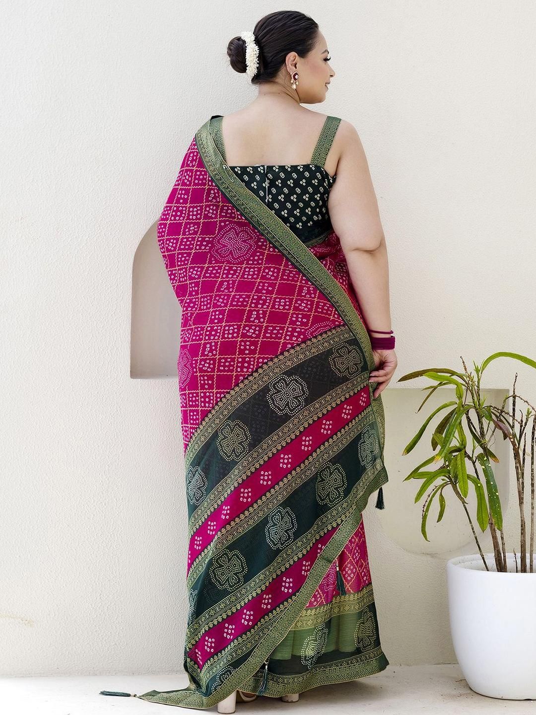 KALINI Bandhani Poly Chiffon Saree