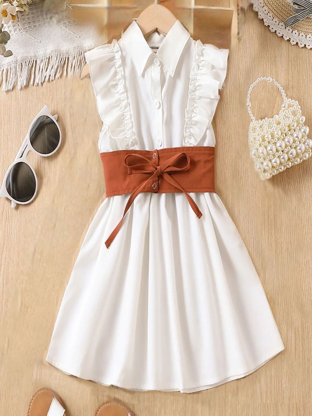 YK Girls Fit & Flare Ruffles Dress