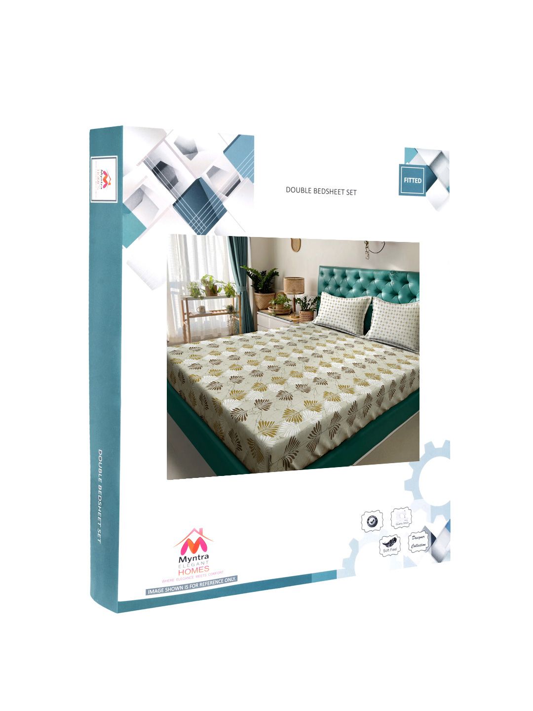 Myntra Elegant Homes OliveGreen Floral Fitted 400TC Cotton Set Cadar King 2.50 x 2.25 m