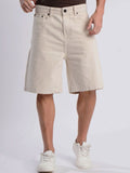 Bene Kleed Men Ecru Relaxed Fit Denim Shorts