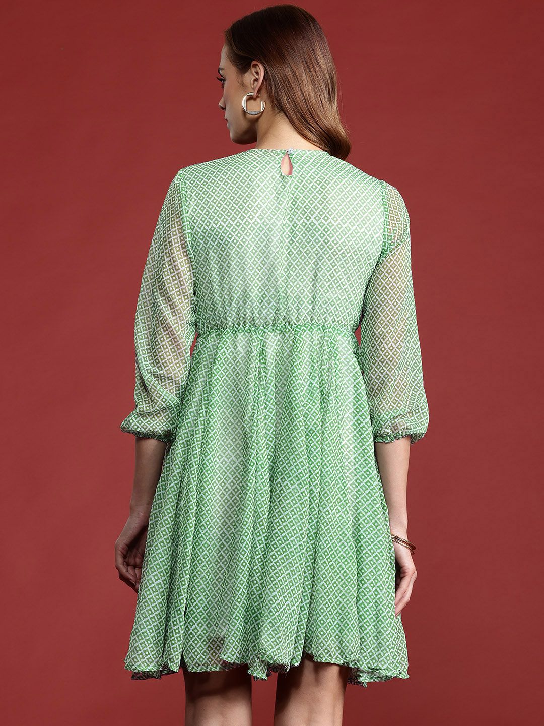 all about you Printed Semi-Sheer Fit & Flare Dress