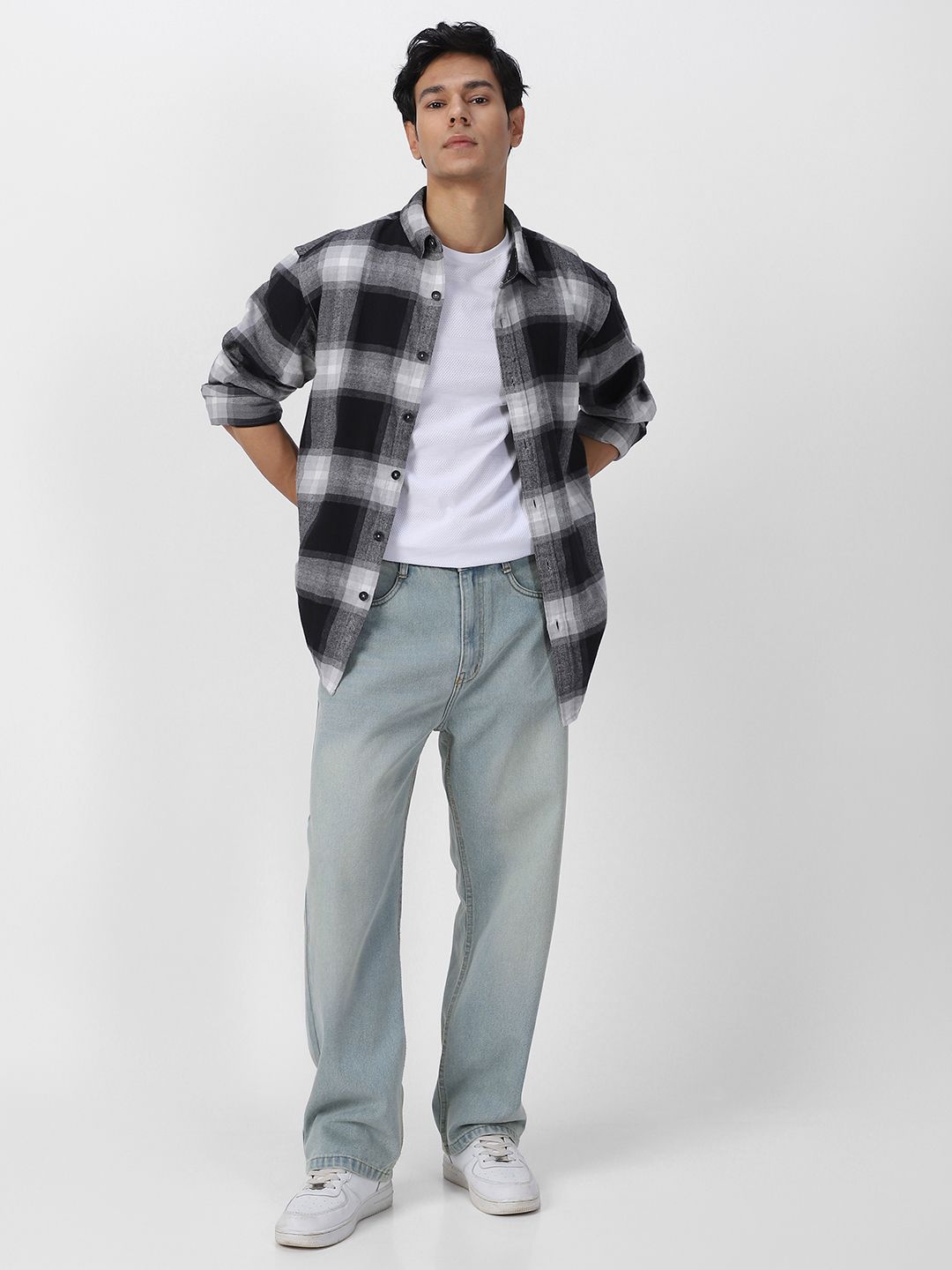 Urbano Fashion Men Loose Relaxed Fit Heavy Fade Jeans