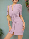 DressBerry Cuddly Couture Ruched Mini Shirt Dress