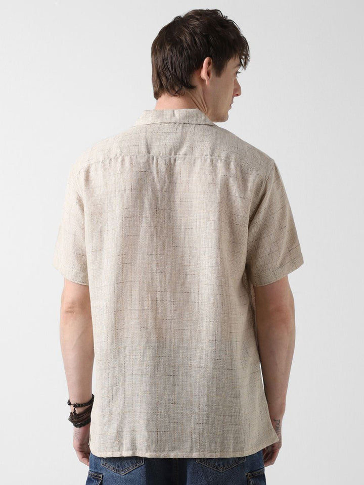 VASTRADO Men Classic Cuban Collar Solid Cotton Oversized Casual Shirt