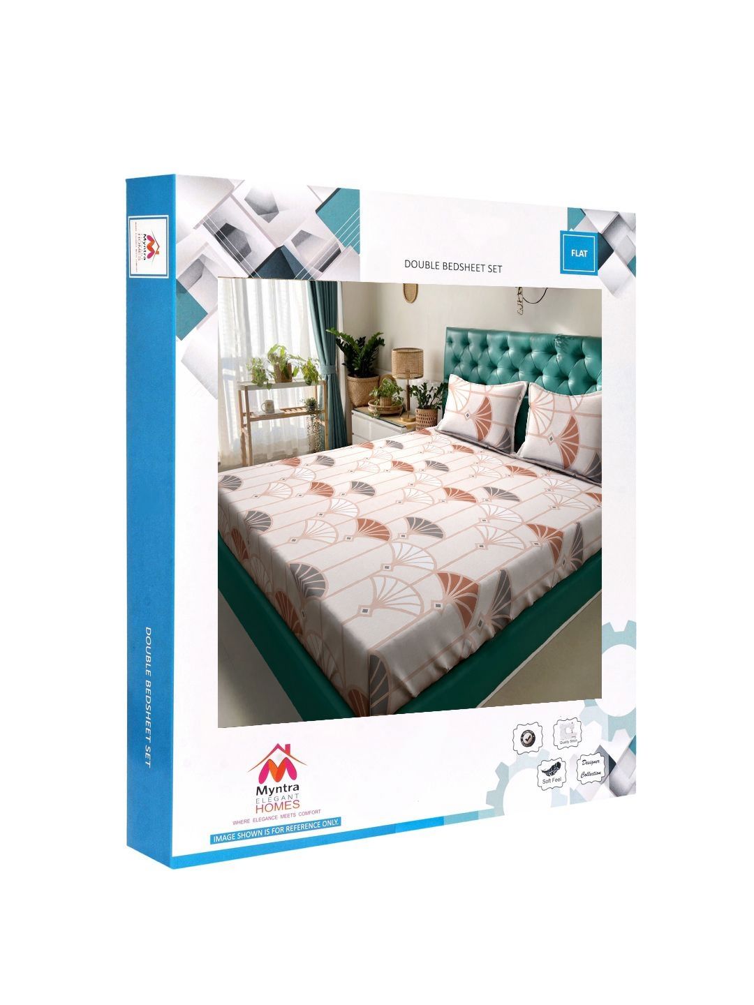 Myntra Elegant Homes Book Krim Lipat Bercetak 300 TC Set Cadar King 2.5 x 2.25 m