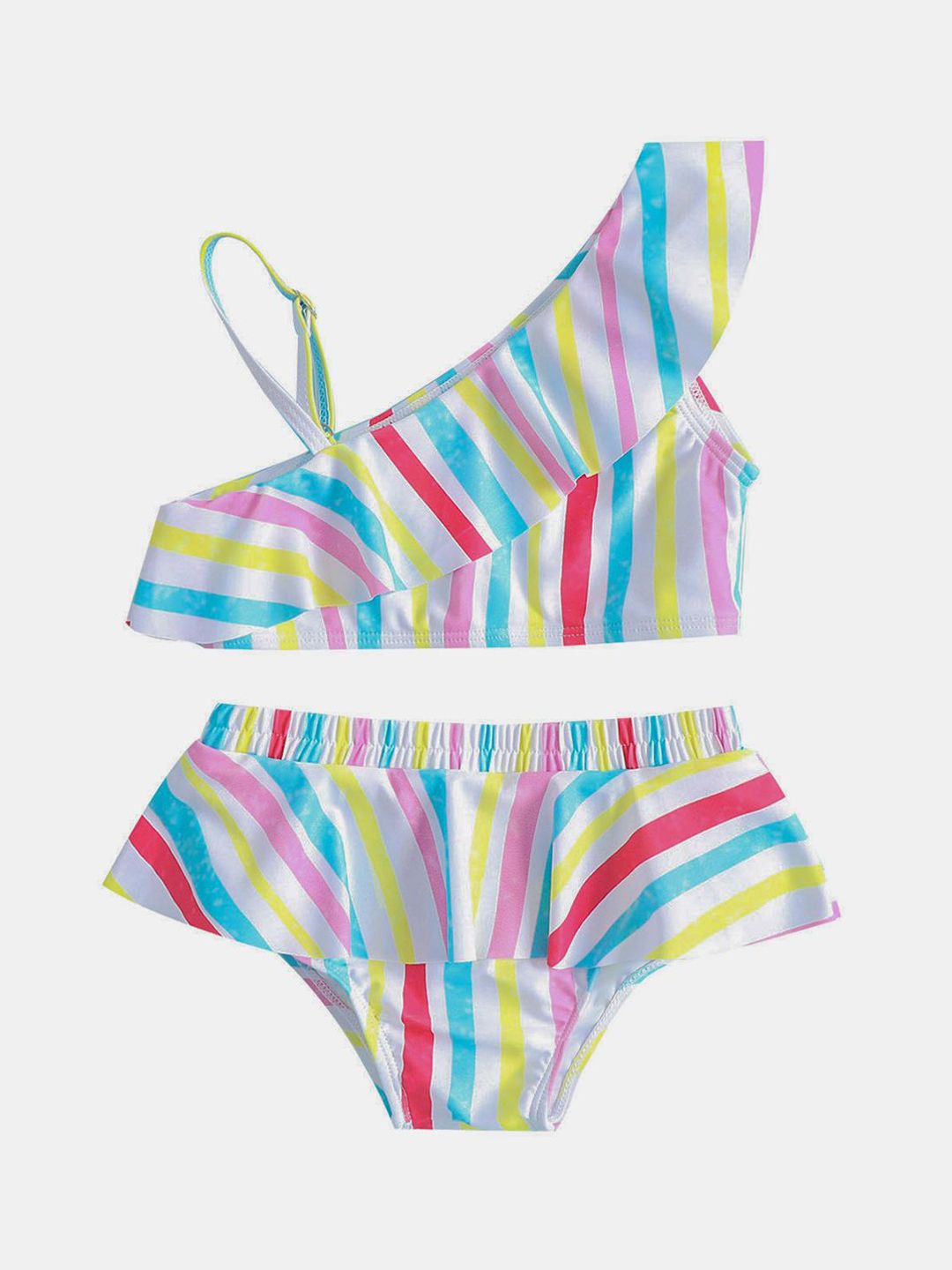 YK Girls Striped Top & Briefs Swim Set