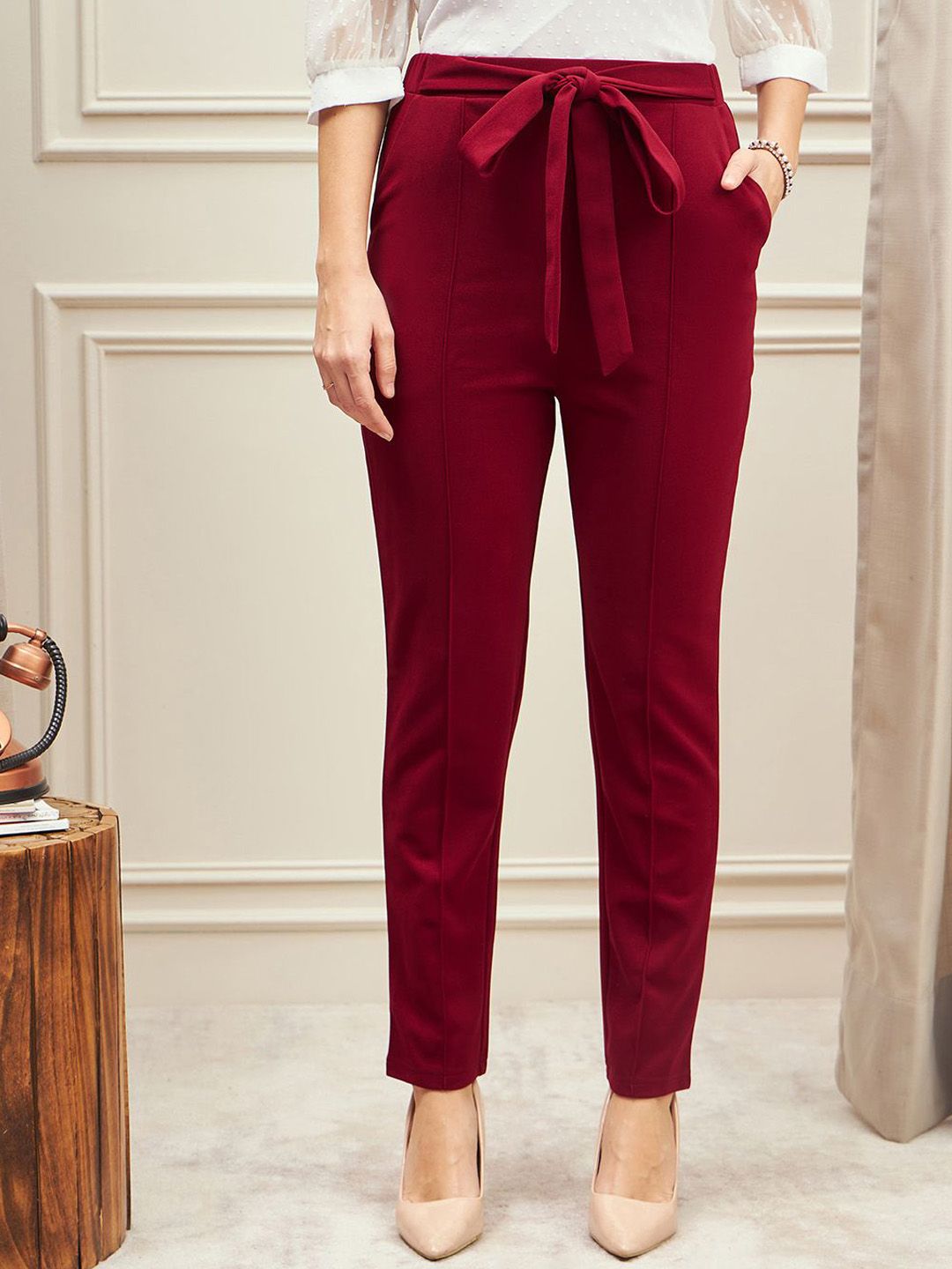 Berrylush Women Smart Skinny Fit High-Rise Trousers