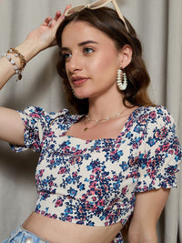 Berrylush Floral Print Crop Top