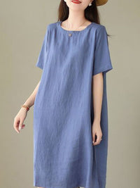 DressBerry Women Solid Round Neck A-Line Midi Dress