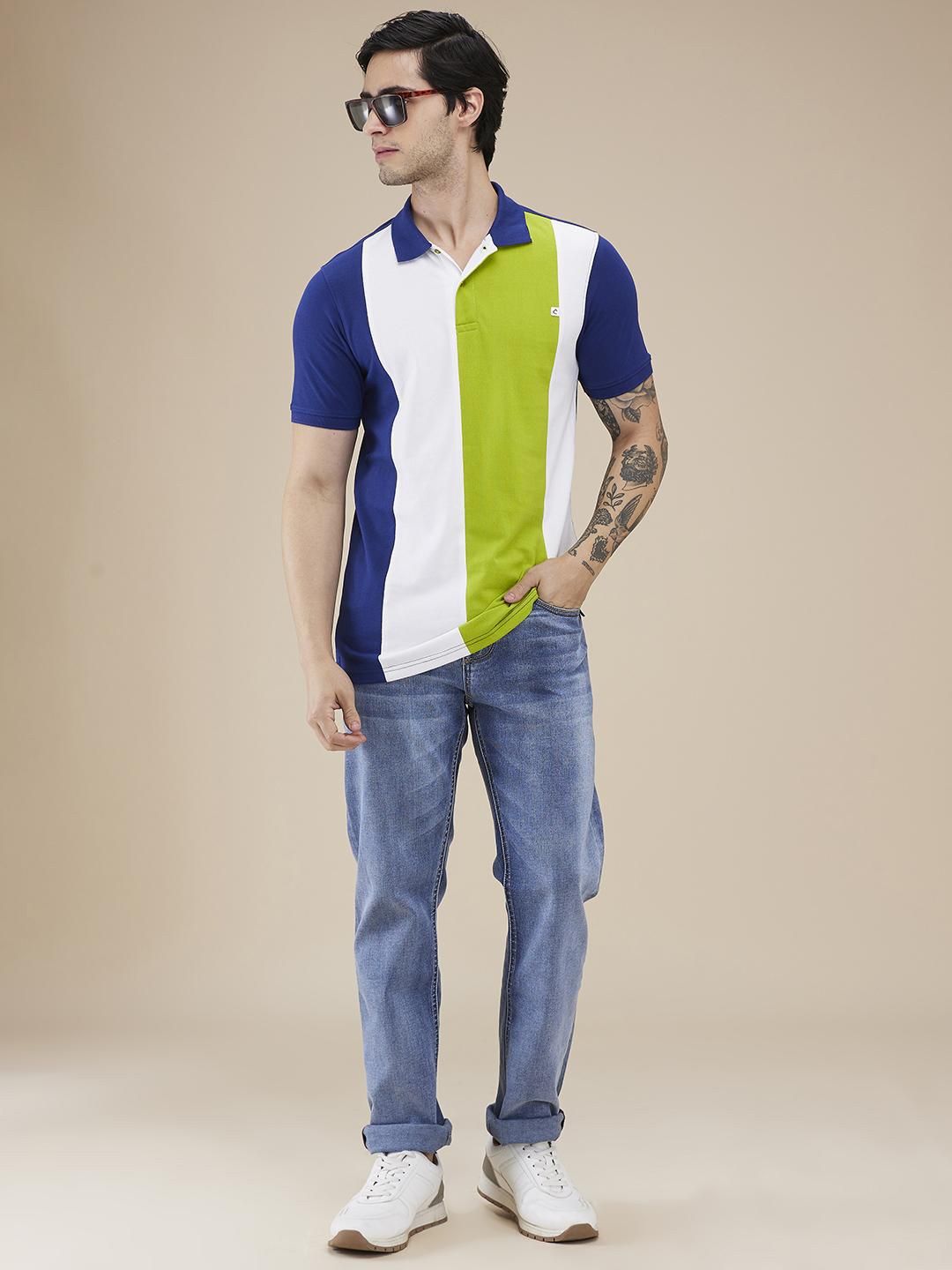 Being Human Men Colourblocked Polo Collar Cotton Slim Fit T-shirt