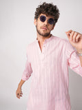 VASTRADO Men Striped Fusion Cotton Straight Kurta