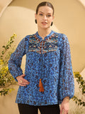 Antheaa Women Embroidered Floral Printed Top