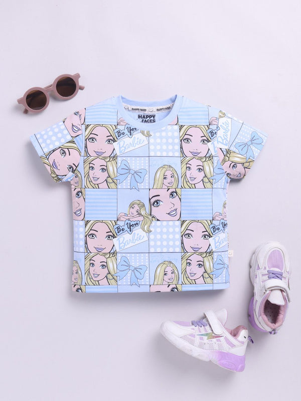 Happy Faces Girls Barbie Printed Pure Cotton T-shirt