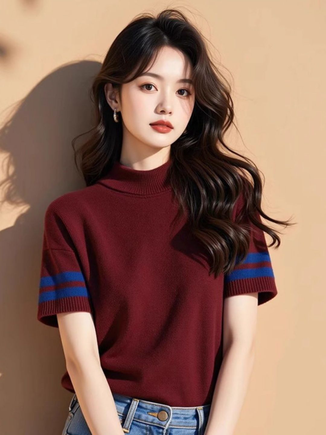 DressBerry Round Neck Placement Cotton T-shirts