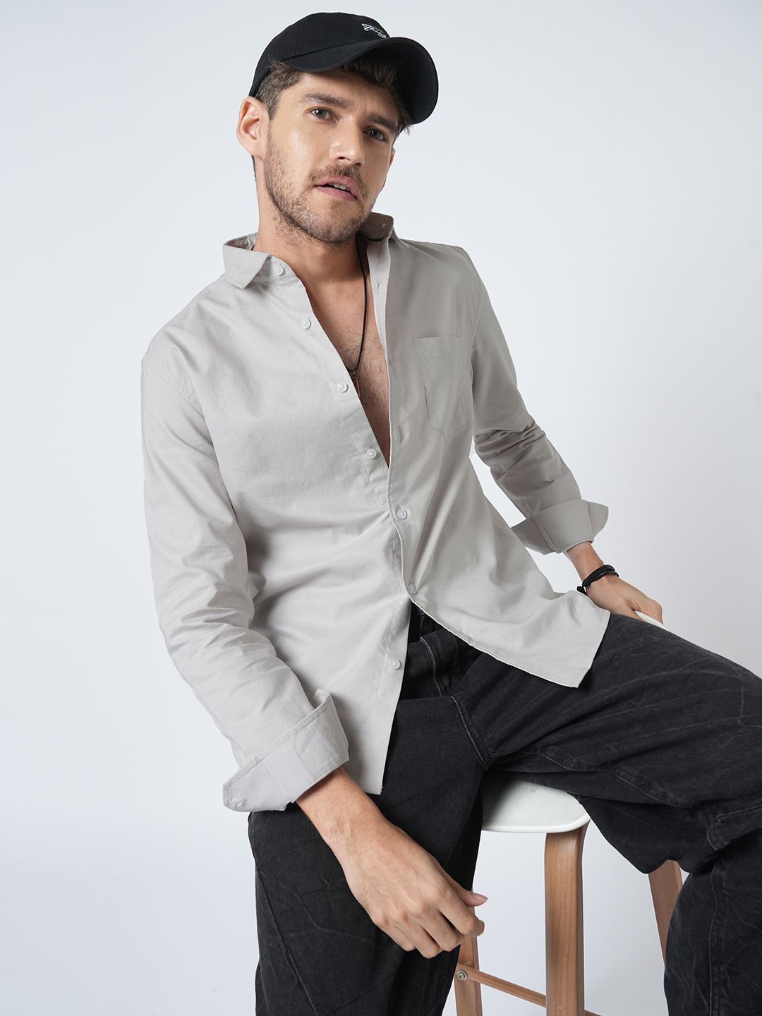 VASTRADO Earth Haze Everyday Classic Slim Fit Pure Cotton Casual Shirt