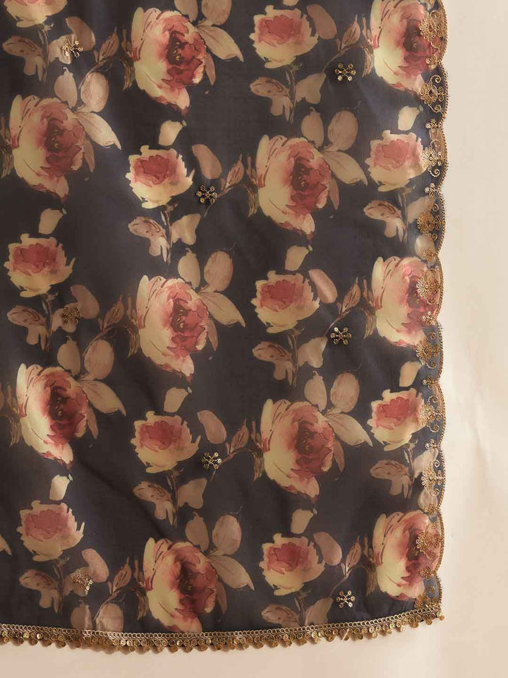 Indo Era Women Ethnic Motifs Embroidered Regular Kurta with Trousers & With Dupatta