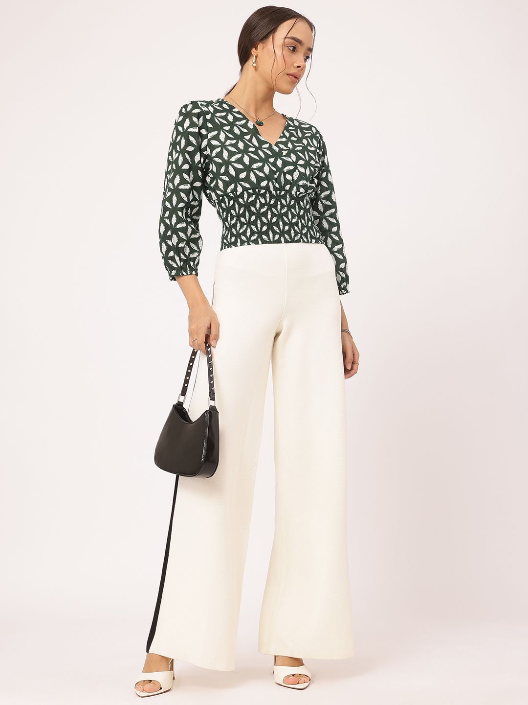 DressBerry Prints Wrap-Style Smocked Blouson Top