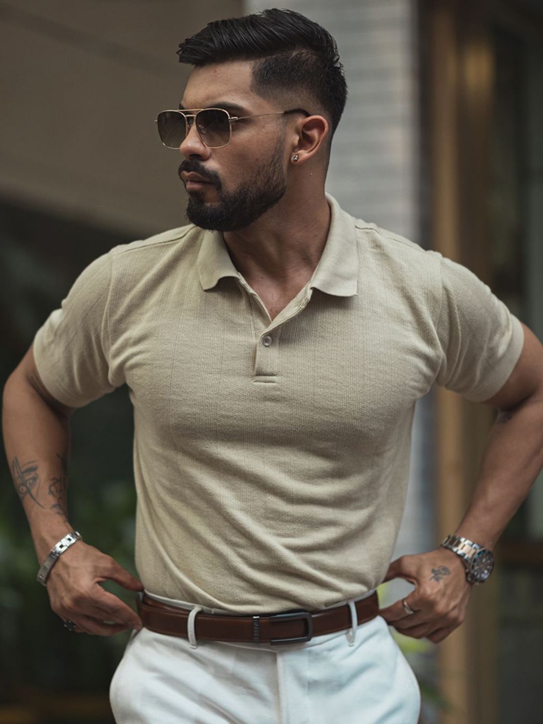 Powerlook Men Solid Polo Collar Cotton T-shirt