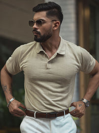 Powerlook Men Solid Polo Collar Cotton T-shirt