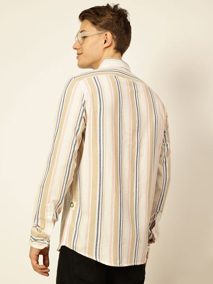 Thomas Scott Men Premium Slim Fit Opaque Striped Casual Shirt