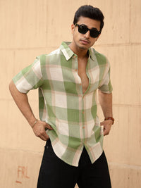 Powerlook Men Green Structured Checks Shirt