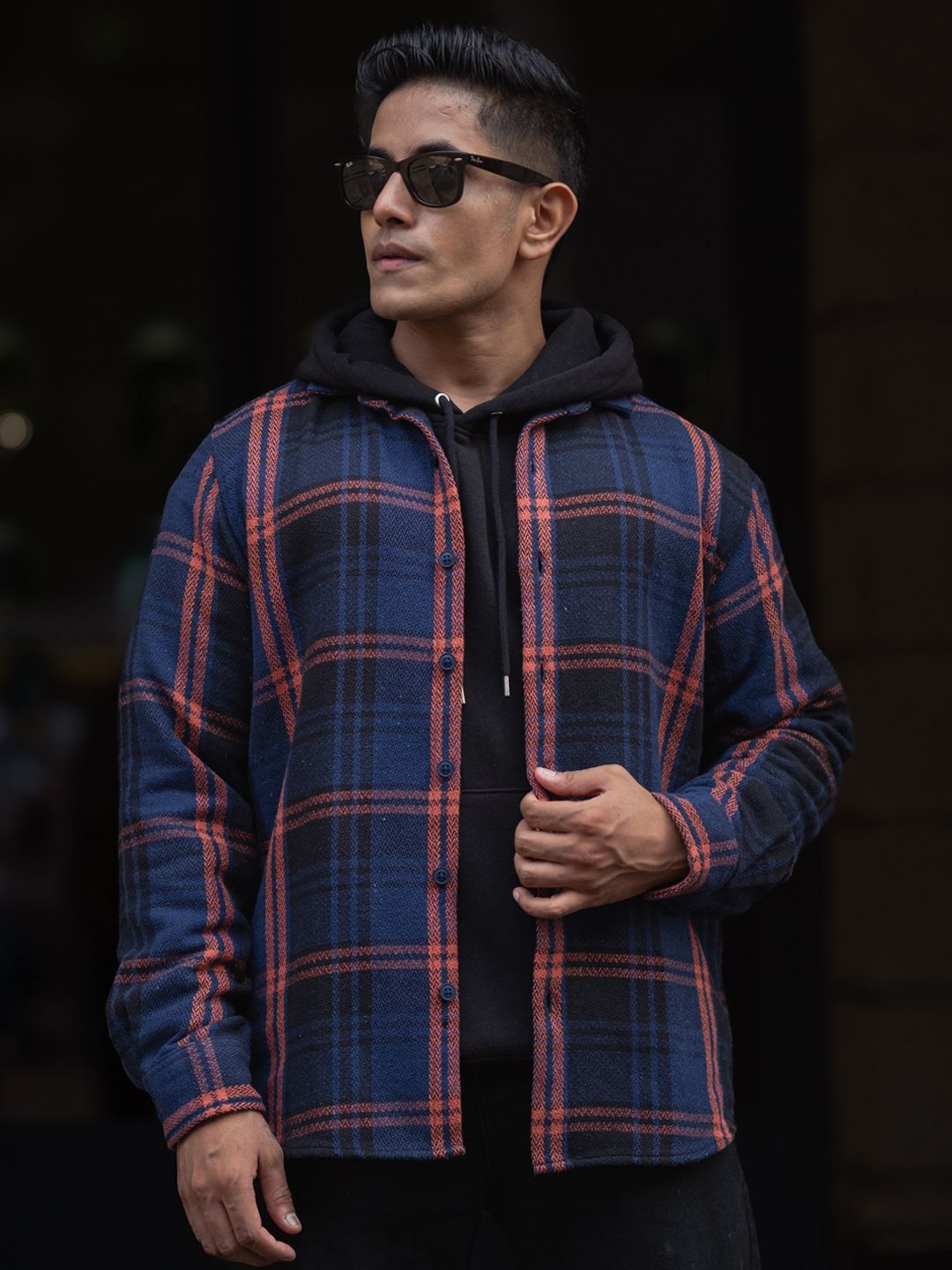 Powerlook Men Spread Collar Tartan Checked Casual Shirt