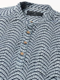 VASTRADO Abstract Woven Design Mandarin Collar Cotton Jacquard A-Line Short Kurta