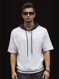 Powerlook Men Solid Hooded Drop-Shoulder Sleeves Pure Cotton Oversized T-shirt