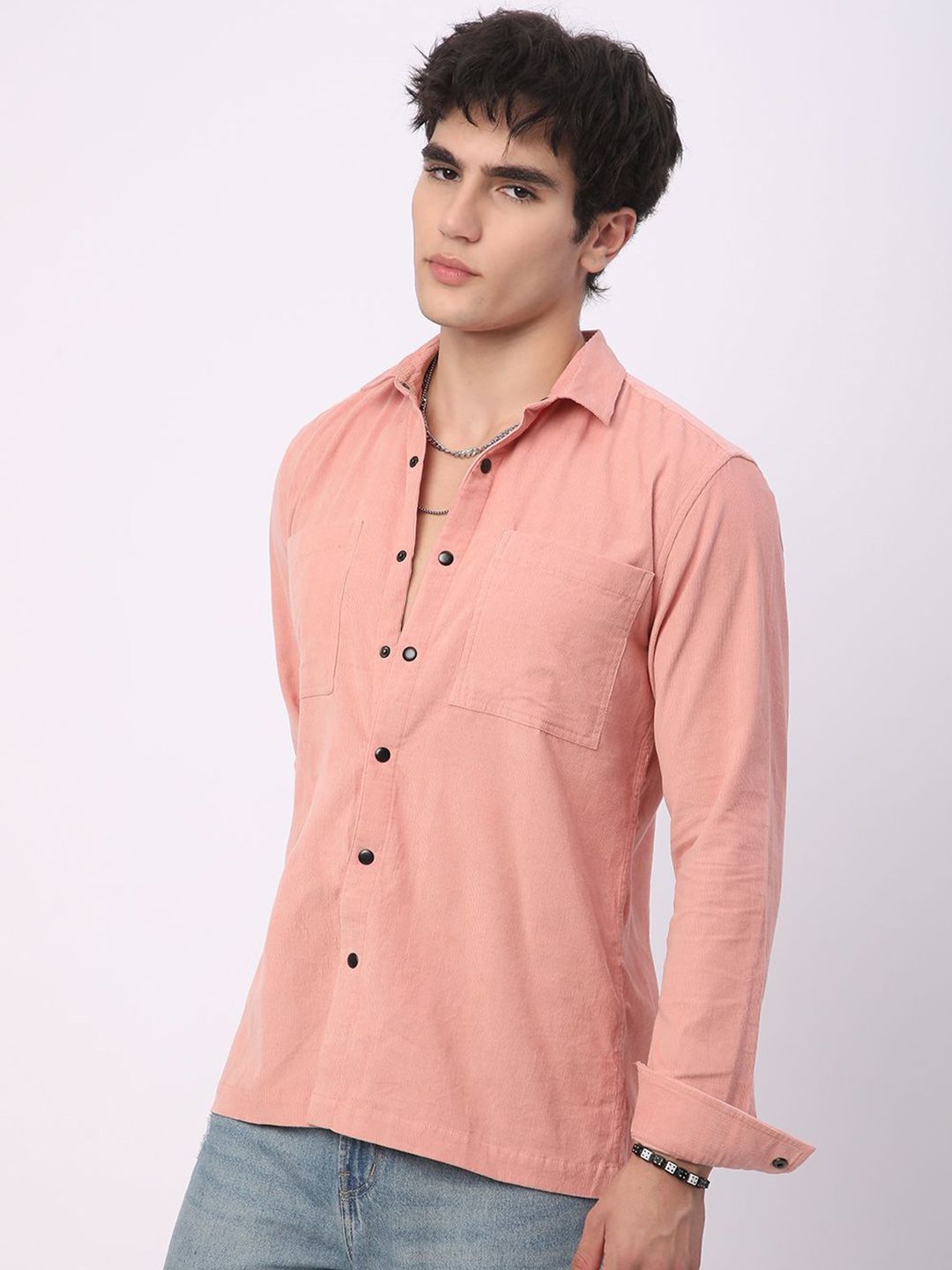 VASTRADO Men Classic Slim Fit Corduroy Casual Shirt