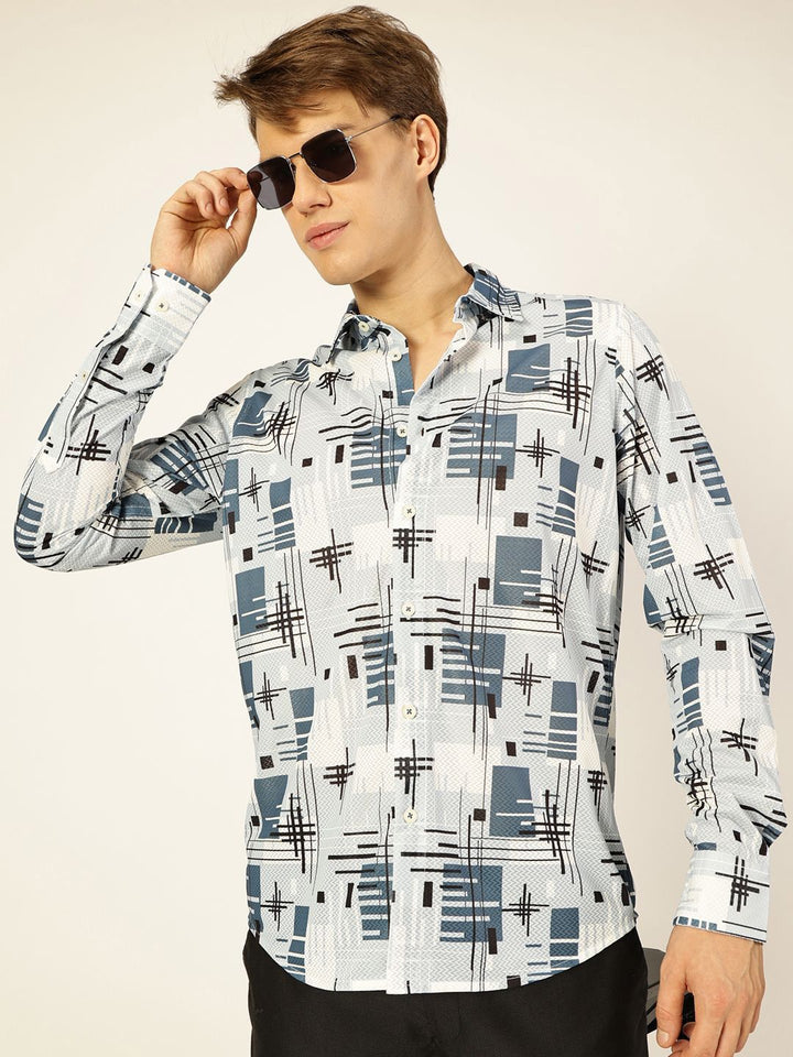 Thomas Scott Men Premium Graphic Printed Slim Fit Casual Shirt