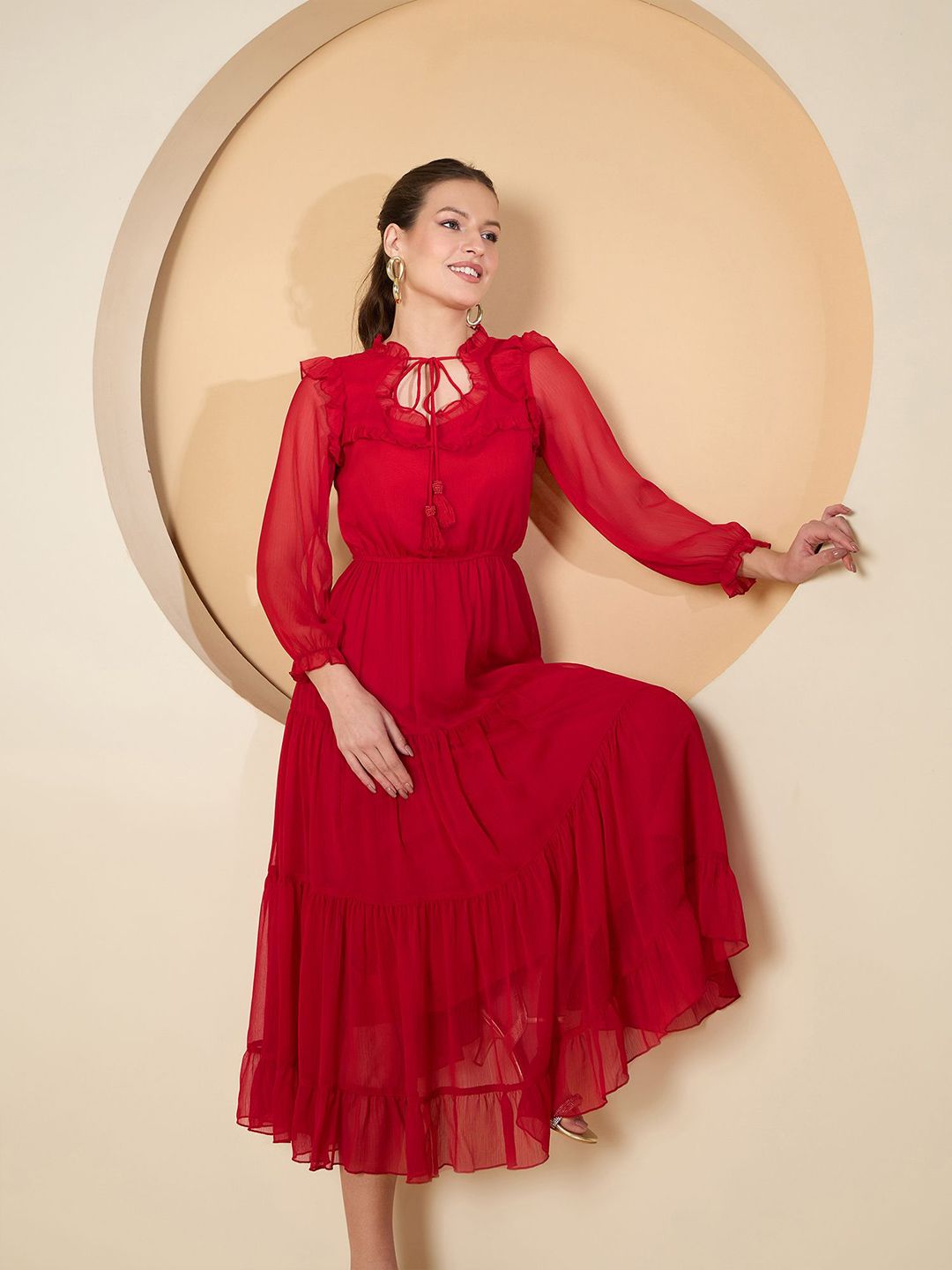 Antheaa Chiffon A-Line Maxi Dress