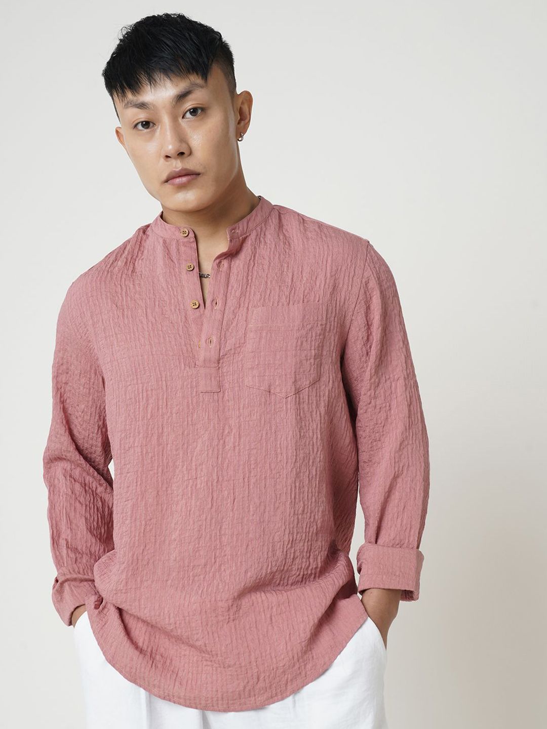 VASTRADO Men Striped Thread Work Jacquard Kurta