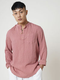 VASTRADO Men Striped Thread Work Jacquard Kurta