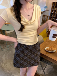 DressBerry Women Cowl Neck Crop Top