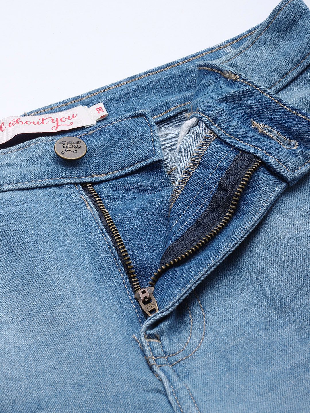 all about you Women Straight Fit High-Rise Heavy Fade Stretchable Jeans