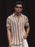 Powerlook Men Spread Collar Striped Casual Shirt