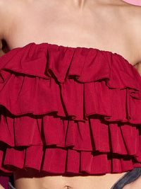 Berrylush Women Ruffles Tube Crop Top