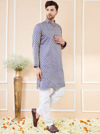 See Designs Ethnic Motifs Woven Design Long Sleeves Regular Straight Kurta & Pyjama