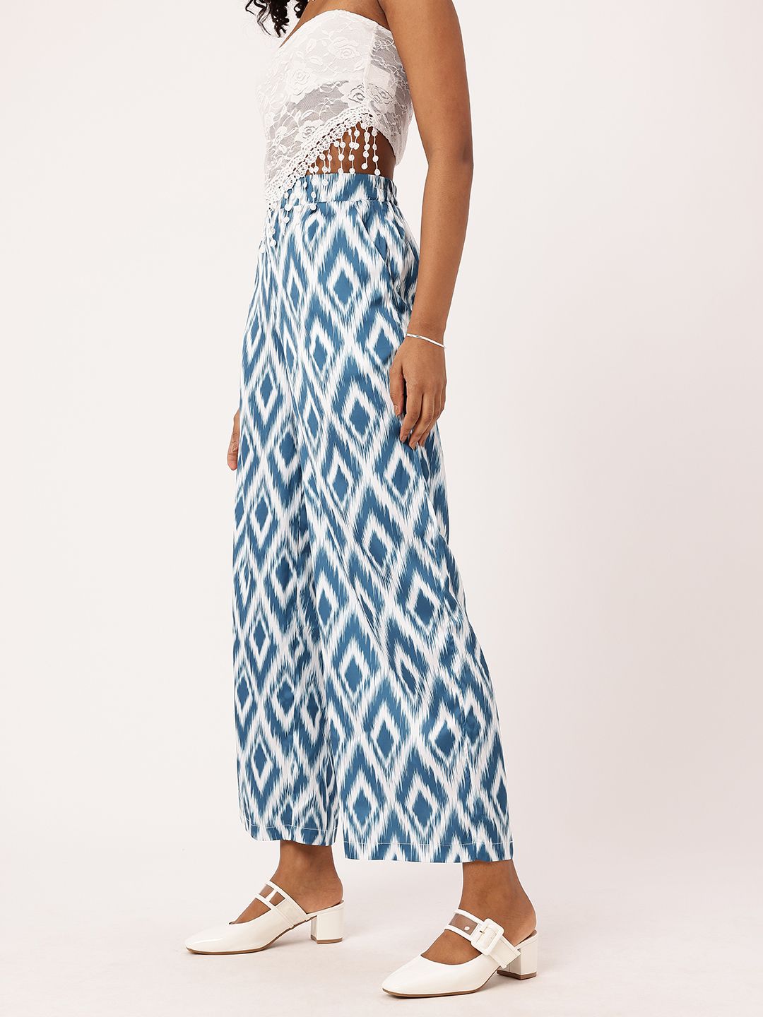 DressBerry Hippy Retro Meets Ikat Flared Wide Leg Trousers