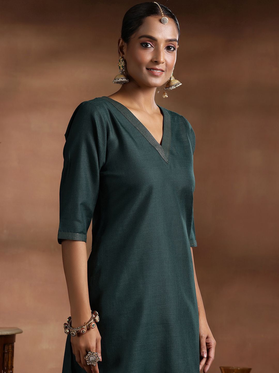 Libas V-Neck Kurta with Salwar & Dupatta