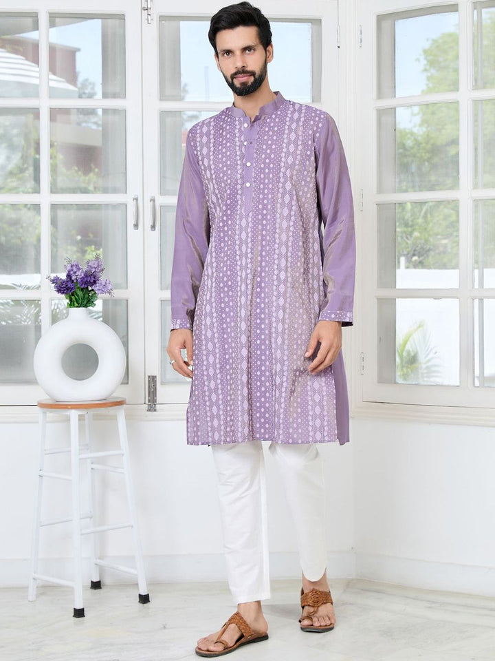 See Designs Men Embroidered Regular Sequinned Pure Cotton Kurta with Pyjamas
