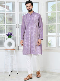 See Designs Men Embroidered Regular Sequinned Pure Cotton Kurta with Pyjamas