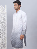 Jompers Floral Printed Mandarin Collar Sequins Ombre Straight Kurta