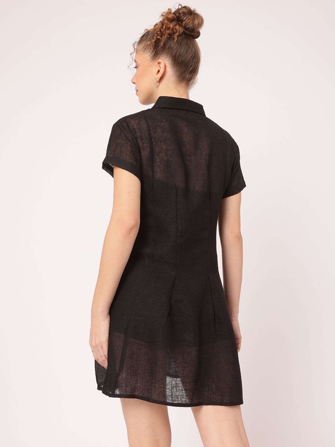 DressBerry Serene Silhouette Sheer MIni Shirt Dress