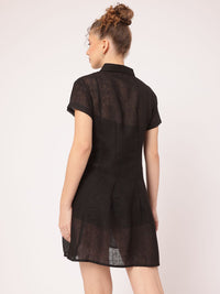 DressBerry Serene Silhouette Sheer MIni Shirt Dress