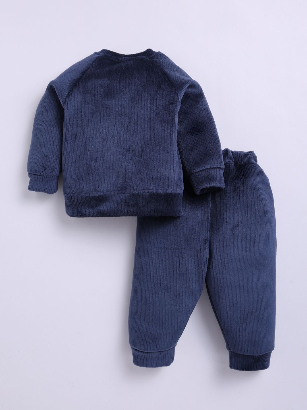 Moms Love Infant Boys Ribbed Velvet-Finish Pure Cotton Sweatshirt With Joggers