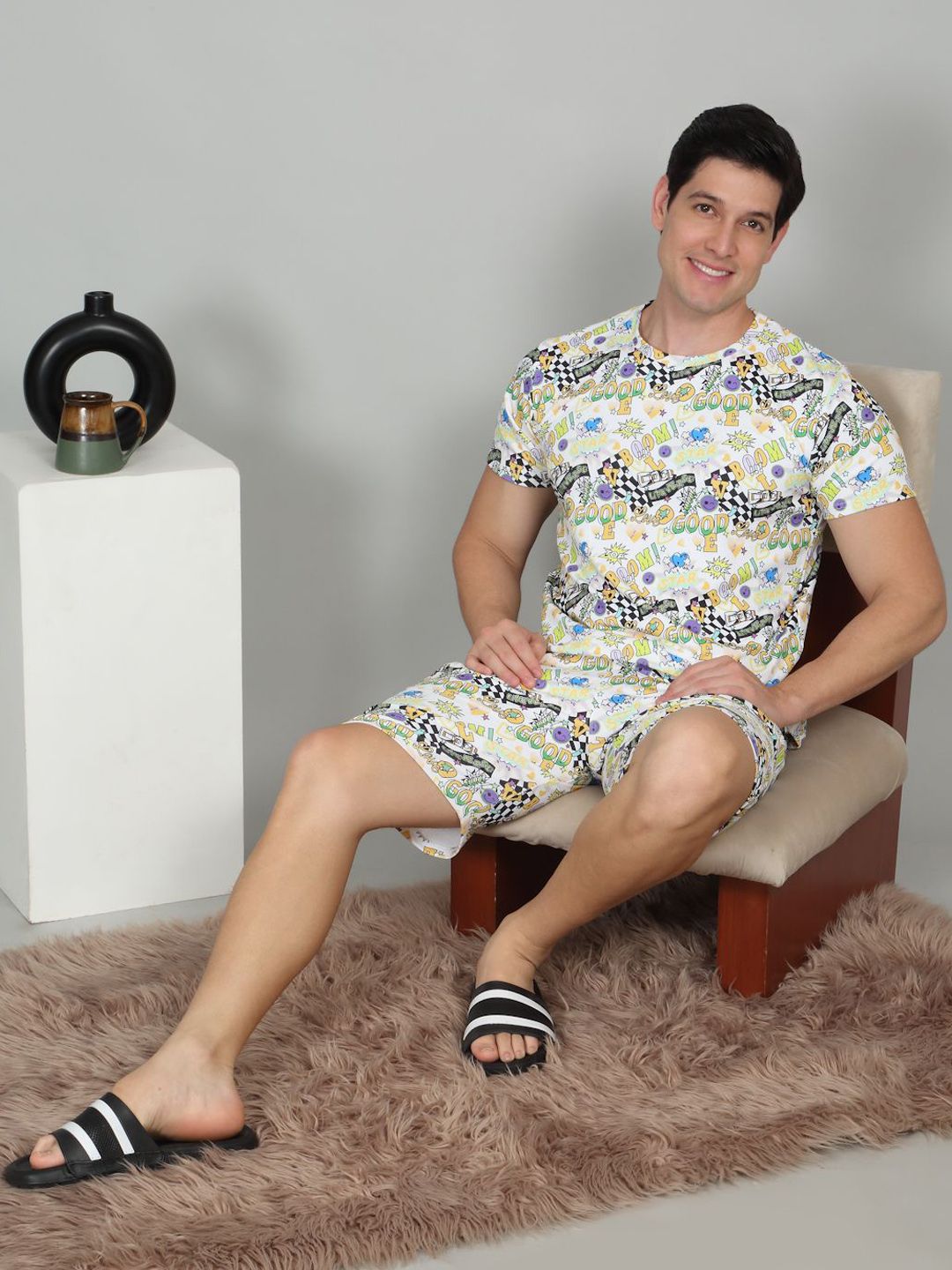 Sweet Dreams Men Graphic Printed Night suit